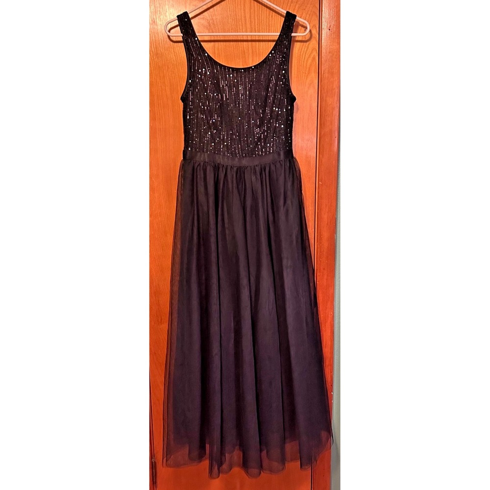BeryLove Womens Black Sequin Tulle Maxi Dress Size Small